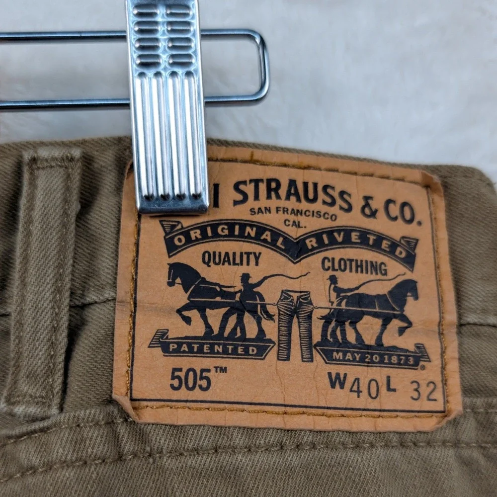 Levi's 505 Jeans Mens 40x32 Brown White Tab Cotton Straight Leg Outdoor Workwear